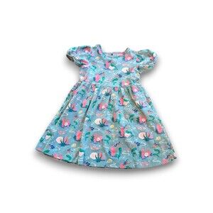 Mini Boden Blue Beach Mermaid Cotton Dress Short Sleeve Girls Size 5-6